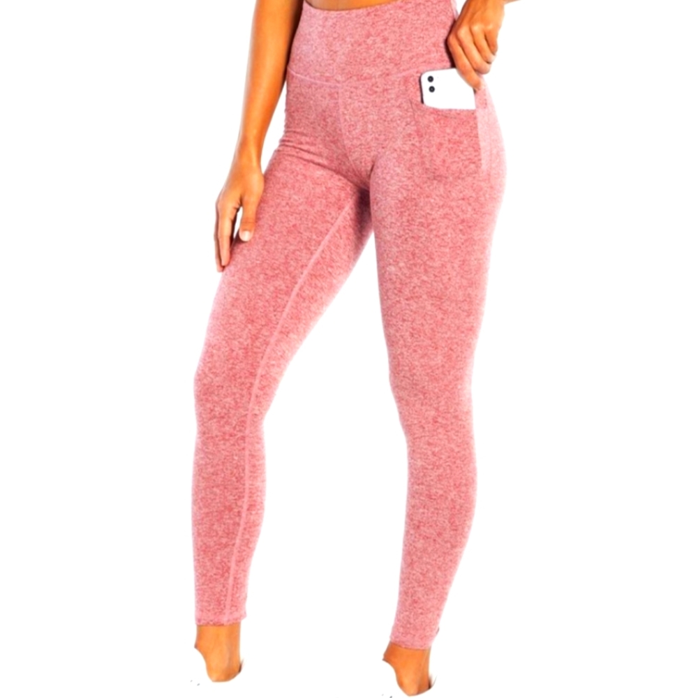 MARIKA Dry Wik 25" Heather Rubarb In A Cinch High-waste Pocket Leggings.